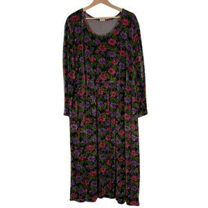 Just My Size: Vintage 90's Floral Corduroy Long Sleeve Midi Dress Size: 3x